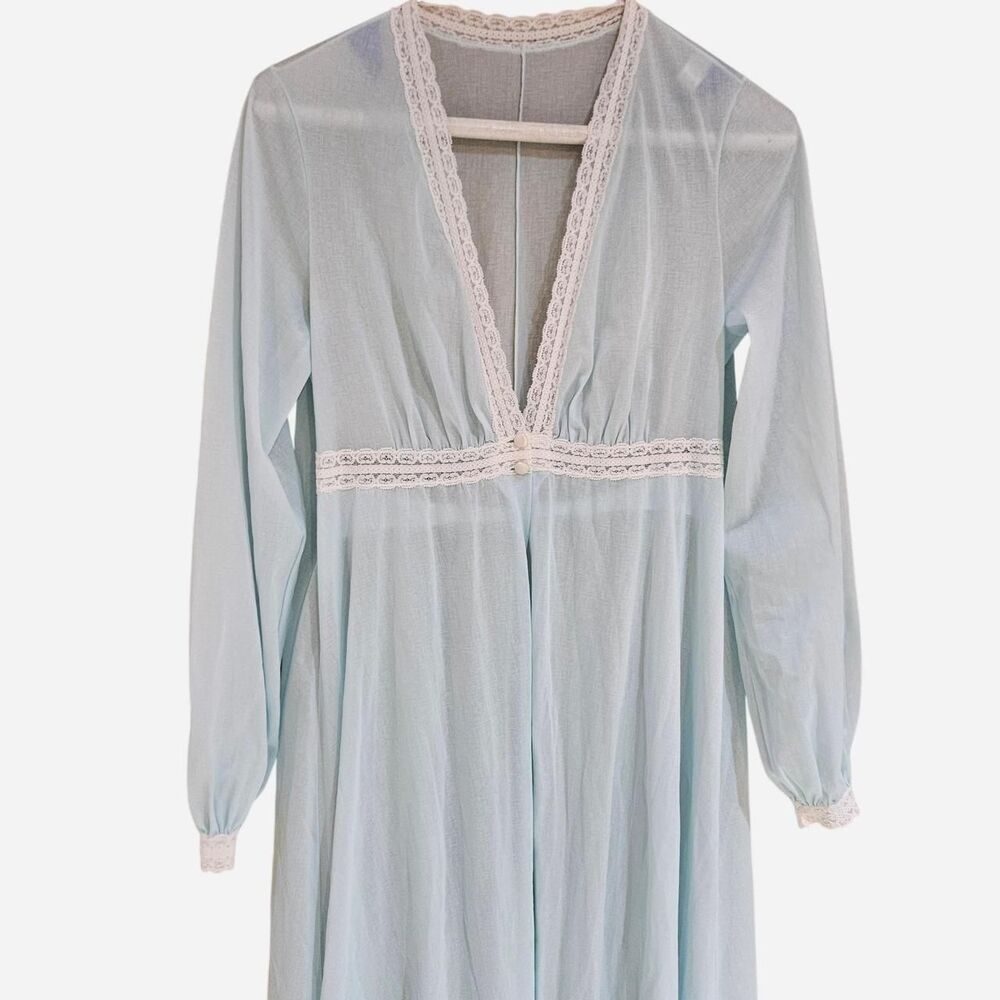 vintage cottagecore coquette light blue white Olga robe